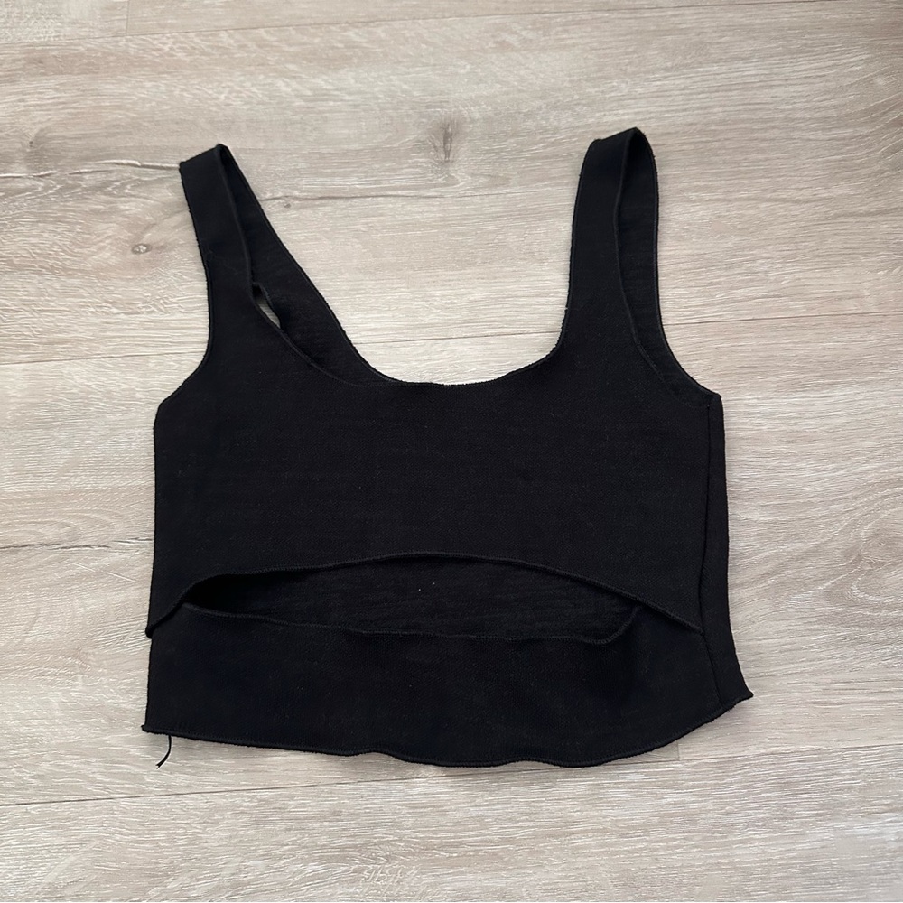Zara Cut Out Black Crop Top